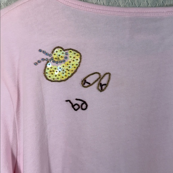 Quacker Factory Pink Long Sleeve Kids Tee with Embroidered Beach Design - Picture 5 of 5